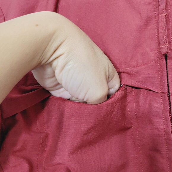 BGN Red Cotton Blend Long Sleeve Casual Zip Pocket Front Mock Collar Size Small - Picture 5 of 12